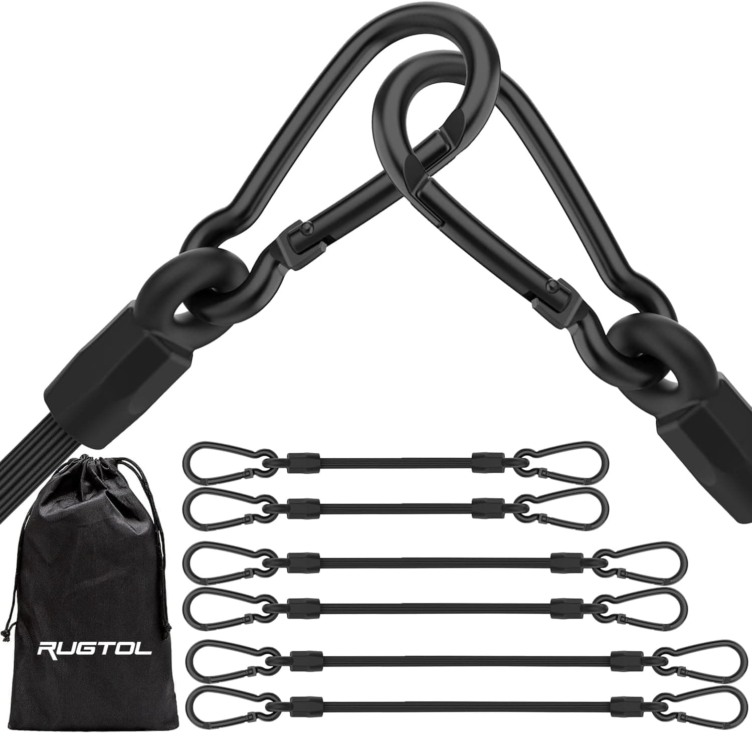 Bungee Cords with Carabiner Clips (6 Pack)