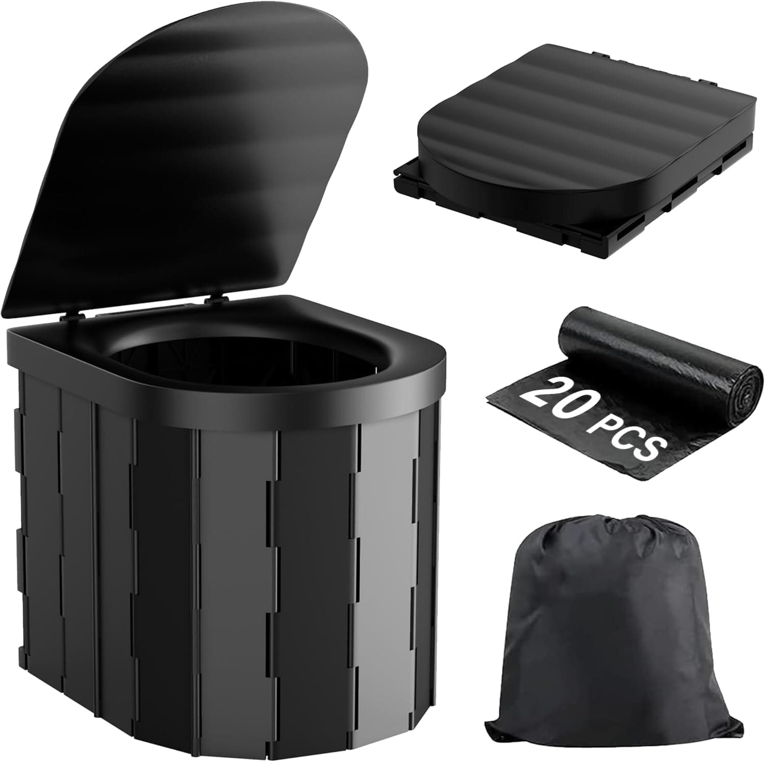 Foldable Portable Camping Toilet with Disposal Bags